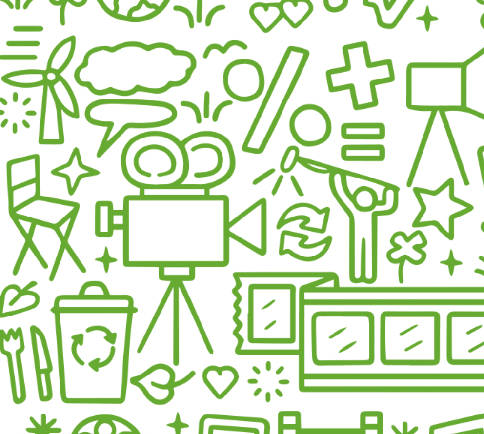 Iconos de elementos cinematográficos en verde